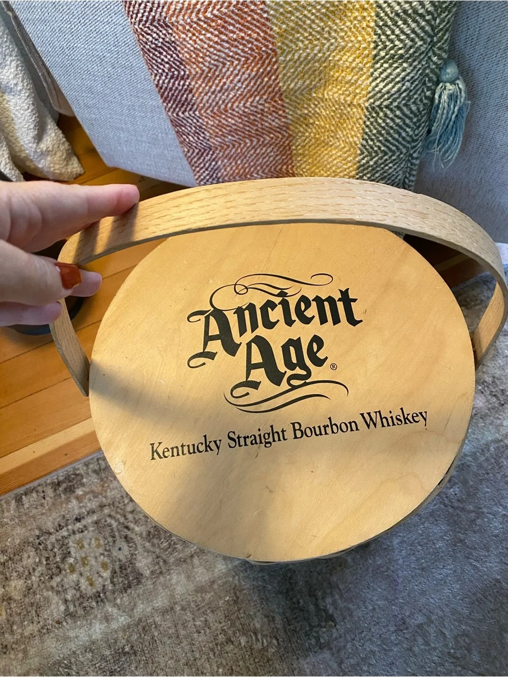 Ancient Age Kentucky Straight Bourbon Whiskey Woven Wooden Splint Basket Cooler